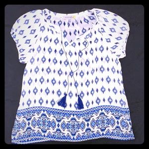 Women's Sheer Print Blouse Large